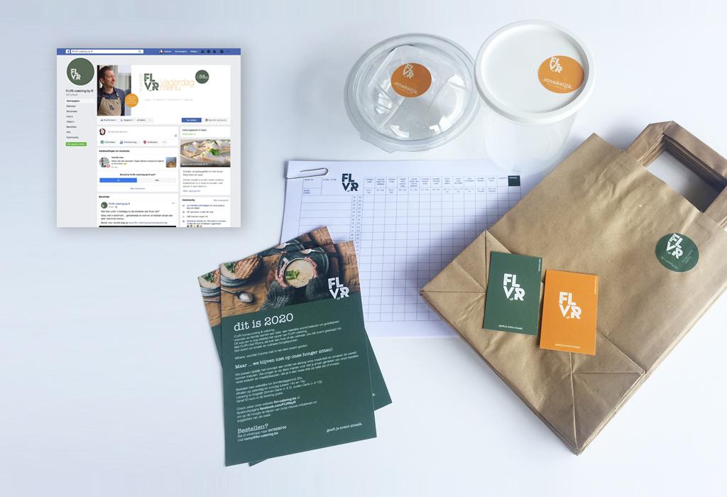 Flyers, verpakking, stickers voor FLVR-catering